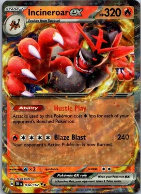 Incineroar ex 034/162 SV05: Temporal Forces Holo Double Rare NM - Image 1 of 2
