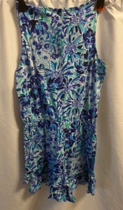 Lilly pulitzer Venecia Romper Iris Blue High Maintance XL Teen Girls Casual - Picture 1 of 6