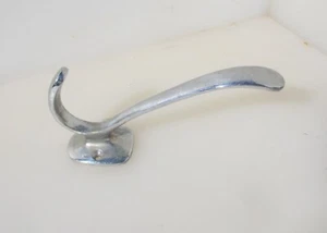 Vintage Chrome Coat Hook Hanger Old Antique Art Deco Chromed Brass - Picture 1 of 15