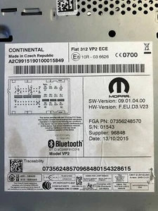 FIAT CONTINENTAL RADIO CODE - Fiat VP1 & VP2 Radio Codes - Picture 1 of 2