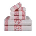 Superior Athens Cotton 6-Piece Decorative Quick Dry Towel Set Ivory/ Coral USA