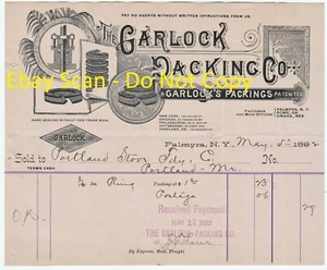 SELTENE illustrierte Werbung Billhead - Garlock Packing Company Palmyra NY 1892 - Bild 1 von 1