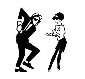 Ska 2 Tone Dancing Walt Man + Girl Rude Girl car Sticker Retro Vinyl, 150mm (H) - Picture 1 of 2