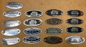 17-BODY BY FISHER & INTERIOR BY FLEETWOOD TRIM EMBLEM FISHER BODY TAG - Picture 1 of 10