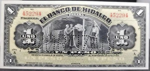 1 PESO "EL BANCO DE HIDALGO" (BEAUTIFUL) 1 PESO "EL BANCO DE HILDAGO" CRISPY!!!! - Picture 1 of 2