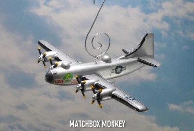 B-29 Superfortress WWII Hand Painted Wooden Christmas Ornament Airplane USAF - Image 1 of 4