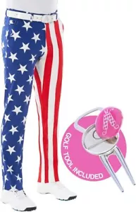 NEW Royal and Awesome Men`s Patriotic Golf Pants USA Flag American Pants 30 - 44 - Picture 1 of 6