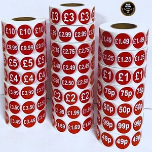 New 1000x 25mm Red Price Self Adhesive Stickers Sticky Labels for Retail Display - Picture 1 of 23