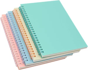 Spiral Notebook, 4 Pcs A5 Thick Plastic Hardcover 8Mm Ruled 4 Color 80 Sheets -1 - Picture 1 of 6