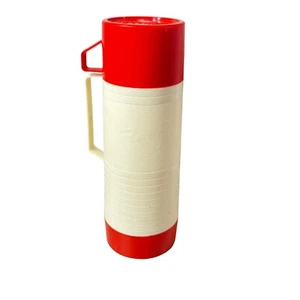Vintage Aladdin Thermos Bottle DURA CLAD 1 quarto rosso beige 2650 A - Foto 1 di 7