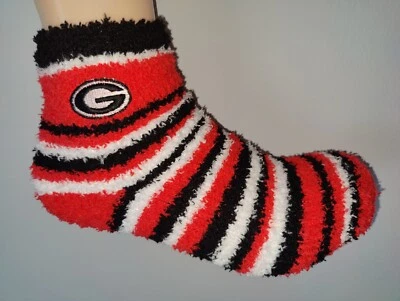 Georgia Bulldogs Women's Fuzzy NCAA Ankle Team Sleep Socks Medium - Image 1 of 2