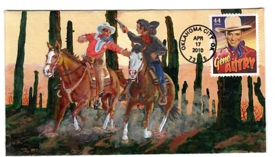 #4449 Gene Autry 2010 Oklahoma City OK FDC Art Kober Hand-painted #11/22 - Image 1 of 2