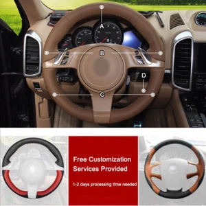 Custom PU Leather Steering Wheel Cover Stitch on Wrap For Porsche Panamera 10-11 - Picture 1 of 11