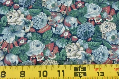 Por 1/2 Yd, Vintage, Rosa Verde y Azul Floral, Fabri-Edredón, Ozark Calico, V460 Foto 1 de 4