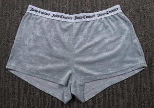 Pantalones cortos para dormir de terciopelo Juicy Couture Y2K para mujer XL plateados ultra suaves con logotipo general - Imagen 1 de 8