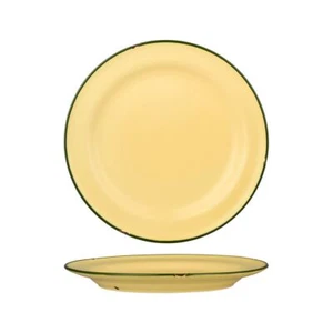 4x Plate 270mm Luzerne Tin Tin Yellow with Green Rim Vintage Retro Style Plates - Picture 1 of 2