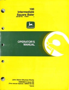 Manual de operador de empacadora cuadrada intermedia John Deere 100 OME96012 D9 - Imagen 1 de 2