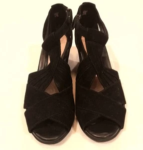 7.5 EARTH LEATHER Memory Foam COMFORTABLE Womens Wedge HEELS - Picture 1 of 4