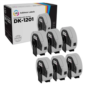 LD Compatible Brother DK-1201 6 Rolls of Address Labels / 1.1 in x 3.5 in - Picture 1 of 9