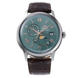 Orient Bambino Sun and Moon RA-AK0805E Automatic Dress Watch Classic Mens Green - Picture 1 of 6
