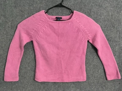 Suéter Pullover Ann Taylor 100% Cachemira Tejido con Cable Detalle Rosa Grande Foto 1 de 4