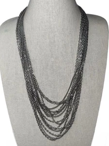 Vintage Trifari Silver Tone Multi Chain Layered Necklace - Picture 1 of 6