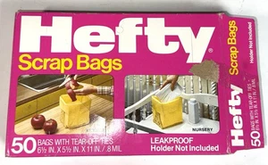 VTG HEFTY SCRAP BAGS 19 Yellow Leakproof Bags Box Discontinued No Tear off Ties - Picture 1 of 6