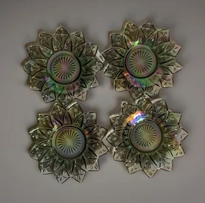 Vintage Federal Clear Iridescent Carnival Glass Flower Petal Plates 4 Set 6.5”W - Picture 1 of 2