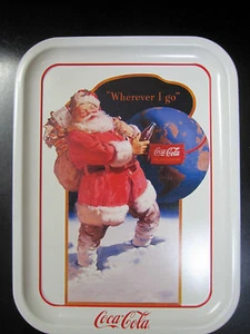 Bandeja Santa 1991 de metal Coca Cola Wherever I go - Imagen 1 de 4