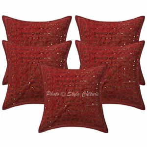 Boho Bohemian Cushion Cover Embroidered Mirror Throw Decor Pillow Cover Case - Picture 1 of 5