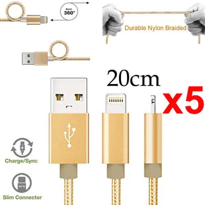 x5 for Apple iPhone 8 PLUS SE XS 11 12 Pro Max XR iPad Nylon Data Charger Cable - Bild 1 von 4