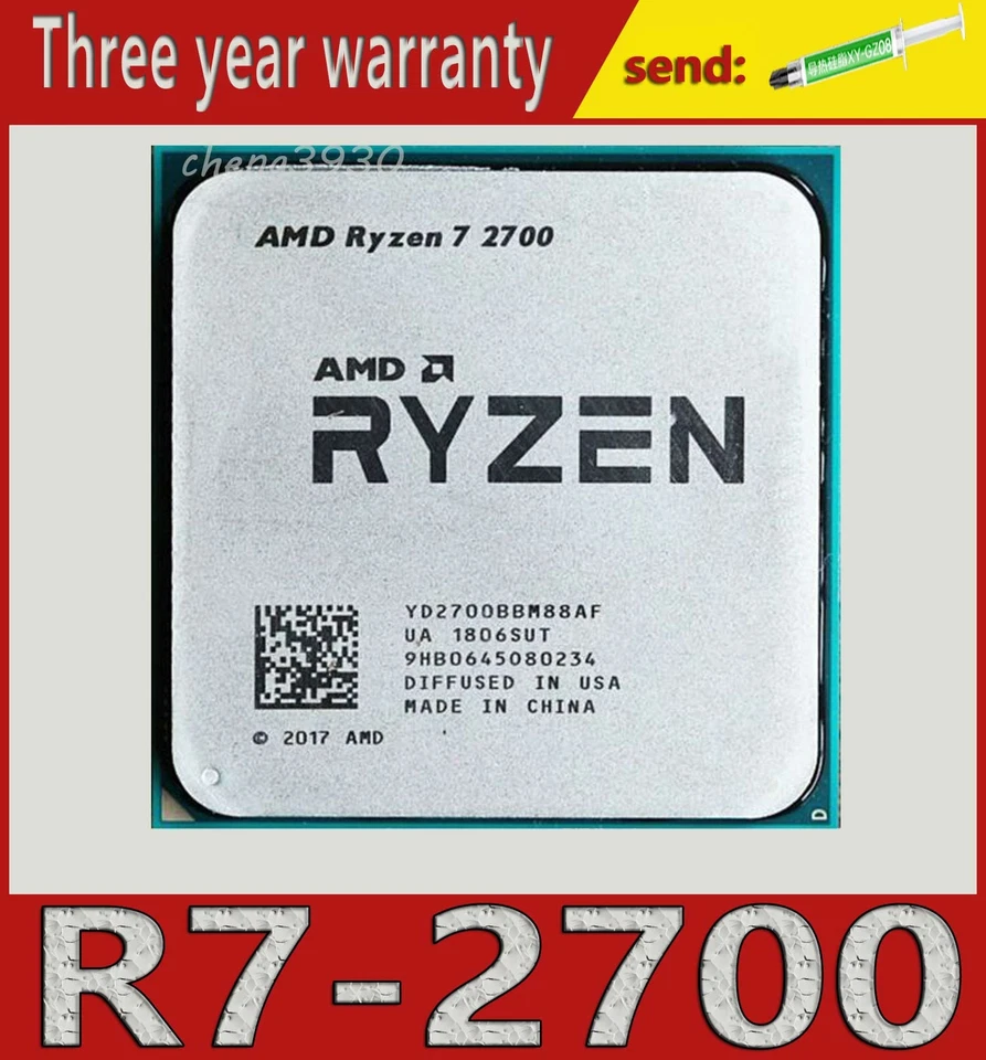 AMD Ryzen 7 2700 8-core 16-thread socket AM4 3.2GHz  65W R7 2700 CPU processor - Image 1 of 1