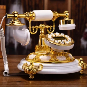 Vintage Telephone European Antique Style Old Fashioned Rotary Dial Phone Handset - Zdjęcie 1 z 12