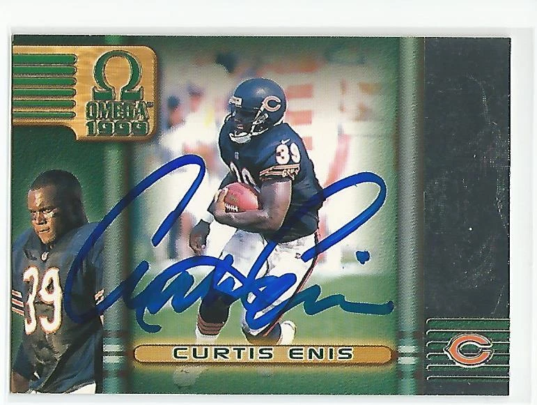 CURTIS ENIS Autographed Signed 1999 Pacific Omega card Chicago Bears Penn State - Image 1 of 1