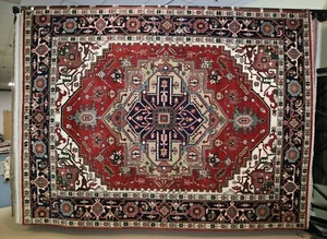 9 Fuß 1 Zoll x 12 Fuß 1 Zoll Fuß Serapi Handgeknüpfter Kaukasischer Stamm Orientteppich Wolle - Bild 1 von 8