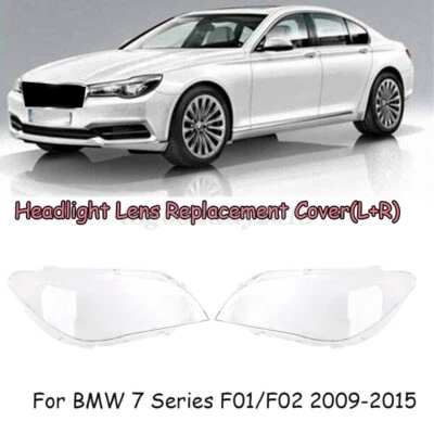 Pair Headlight Lens Cover For BMW 7 Series F01 F02 740 750 760i 760Li 2009-2015 - Imagem 1 de 4