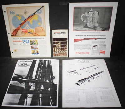 1956 Winchester-Western Ammo, Model 70 2 Color Ads, Brochure, Parts & Price List