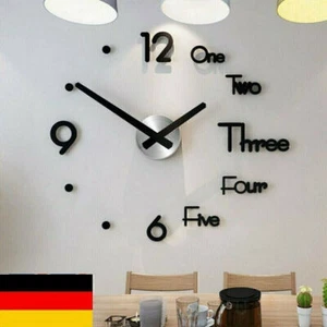 Wohnzimmer Wanduhr 3D Spiegel Wandtattoo Deko XXL Design Wand Uhr Stylisch - Bild 1 von 7