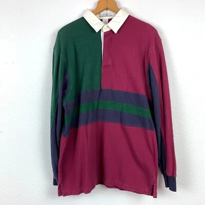 Vintage 80s 90s Penguin Club Colorblock Dadcore Long Sleeve Polo Shirt Large - Image 1 of 4
