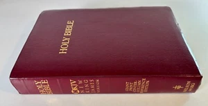 Holy Bible NKJV Giant Print Center-Column Reference Edition Burgundy Leather - Picture 1 of 13