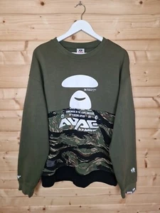 A Bathing Ape Aape Camo Jumper Medium Front Stamp Army Olive Green - Picture 1 of 21