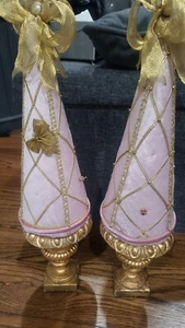 Coppia di alberi di Natale vintage Bergdorf Goodman ORO ROSA SHABBY - Foto 1 di 10