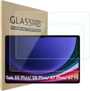 2Pcs Samsung Galaxy Tab S9 FE+ 12.4 X610 X616B Screen Protector Tempered Glass - Picture 1 of 12