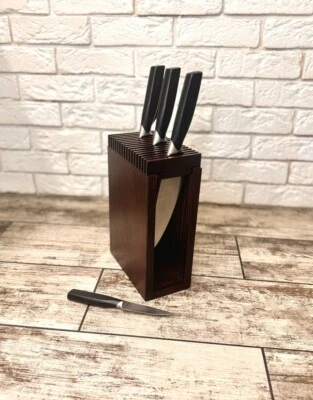 Wooden Knife Stand for Kitchen –handmade Durable Knife Storage Block - Image 1 of 4