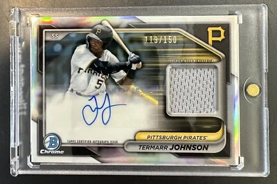 2024 Bowman Chrome Termarr Johnson Auto Relic Parallel RC #/150 Pirates #BCAR-TJ - Image 1 of 3