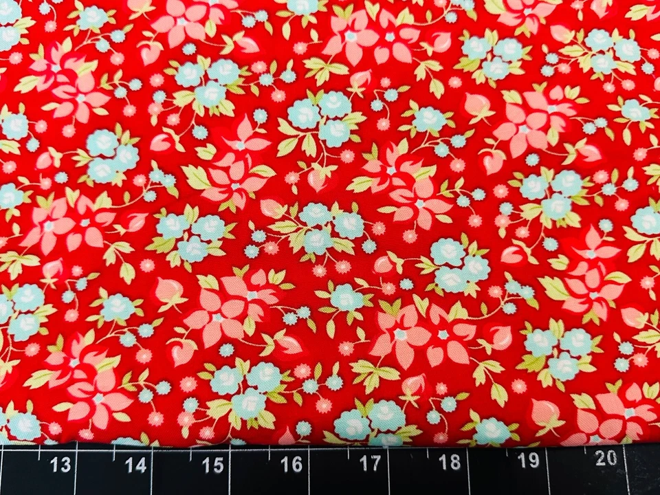Tina Scrap 9"x21" Moda Flower Floral Garden Boquet Hello Darling COTTON Fabric - Image 1 of 1