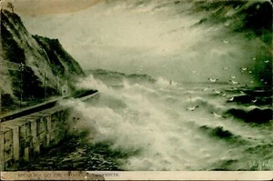 CE3179 rough sea off the promenade teignmouth england uk - Picture 1 of 2