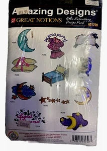 Machine Embroidery Patterns Pajama Party Great Notions AD1209 Moon Stars Sheep - Picture 1 of 15