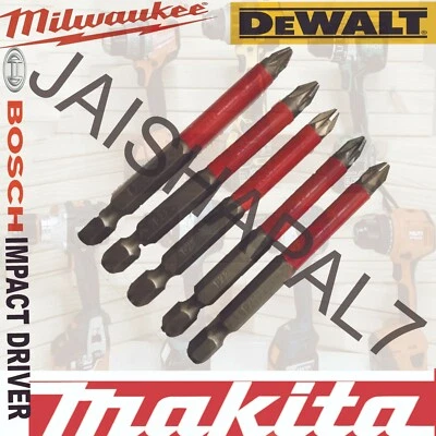 MAKITA DEWALT BOSCH MILWAULKEE 5pcs PZ2 75MM Pozi Screwdriver Bit Set fits Makita DeWalt Bosch IMPACT DRIVER££