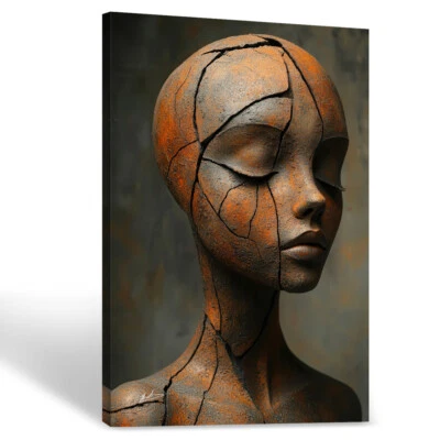 Leinwand Bilder Frauen Gesicht Metall Optik Wandkunst XXL Wandbilder Deko  6262A - Bild 1 von 4